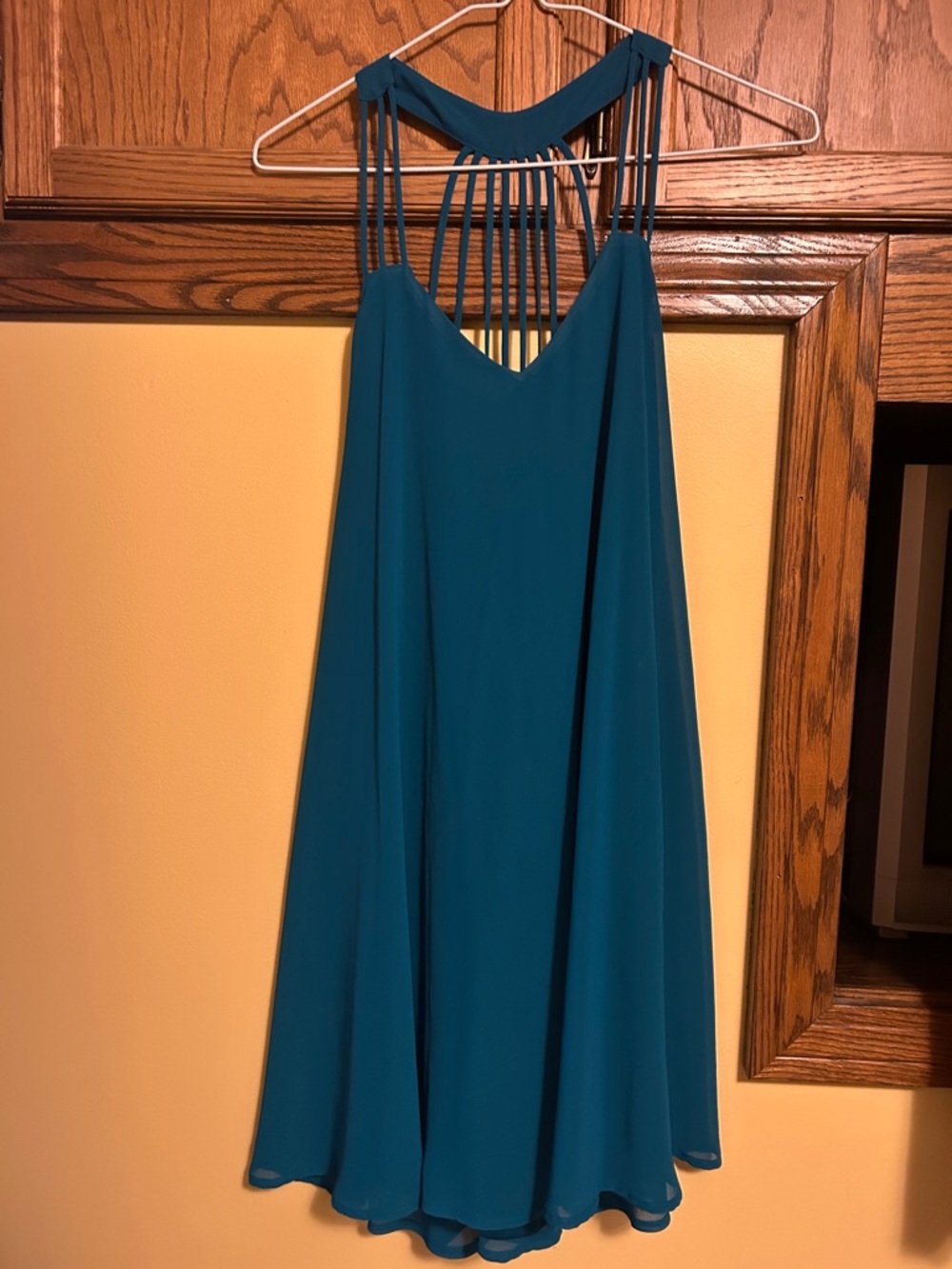 Express Teal Strappy Back Mini Dress